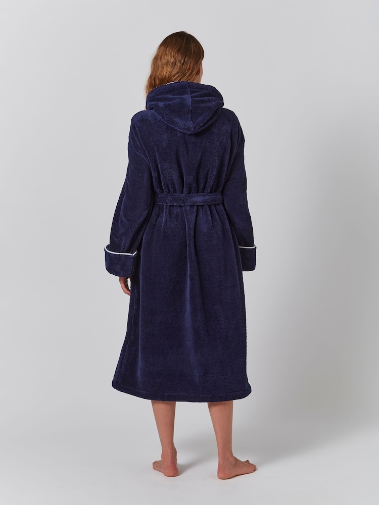 Jasper Conran London Navy or White JC Microfibre Robe with Piping - Image 2 of 2 Jasper Conran London Navy or White JC Microfibre Robe with Piping - Image 2 of 2