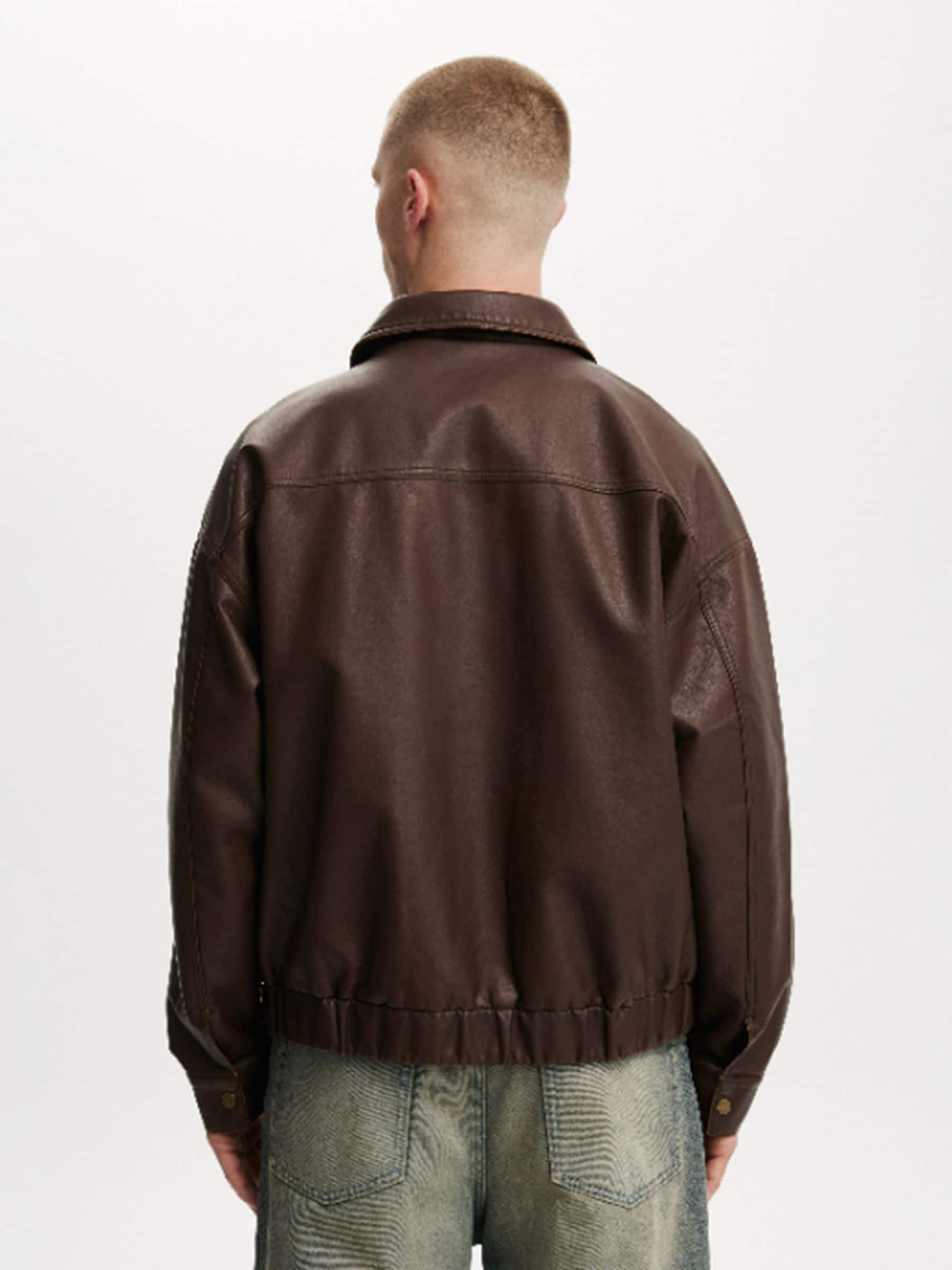 Buy Cotton On Old Couch Brown Faux Leather Bomber Jacket from Next