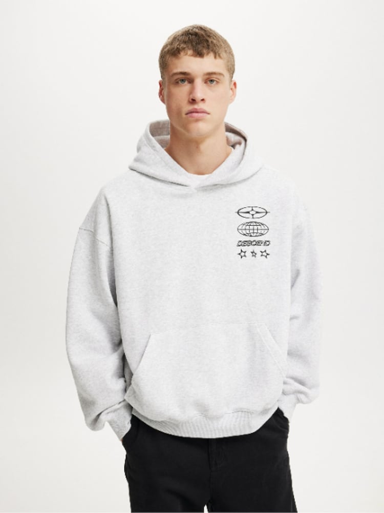 Cotton On Grey Box Fit Graphic Hoodie - Image 1 of 4 Cotton On Grey Box Fit Graphic Hoodie - Image 1 of 4