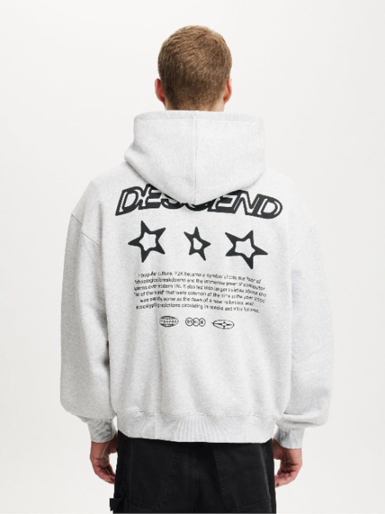 Cotton On Grey Box Fit Graphic Hoodie - Image 2 of 4 Cotton On Grey Box Fit Graphic Hoodie - Image 2 of 4