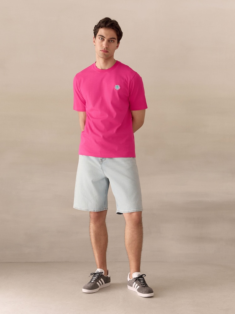 Pink Licence Keith Haring Plain Embroidered T-Shirt - Image 2 of 8