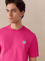 Pink Licence Keith Haring Plain Embroidered T-Shirt - Image 4 of 8
