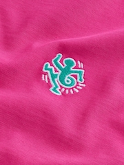 Pink Licence Keith Haring Plain Embroidered T-Shirt - Image 8 of 8