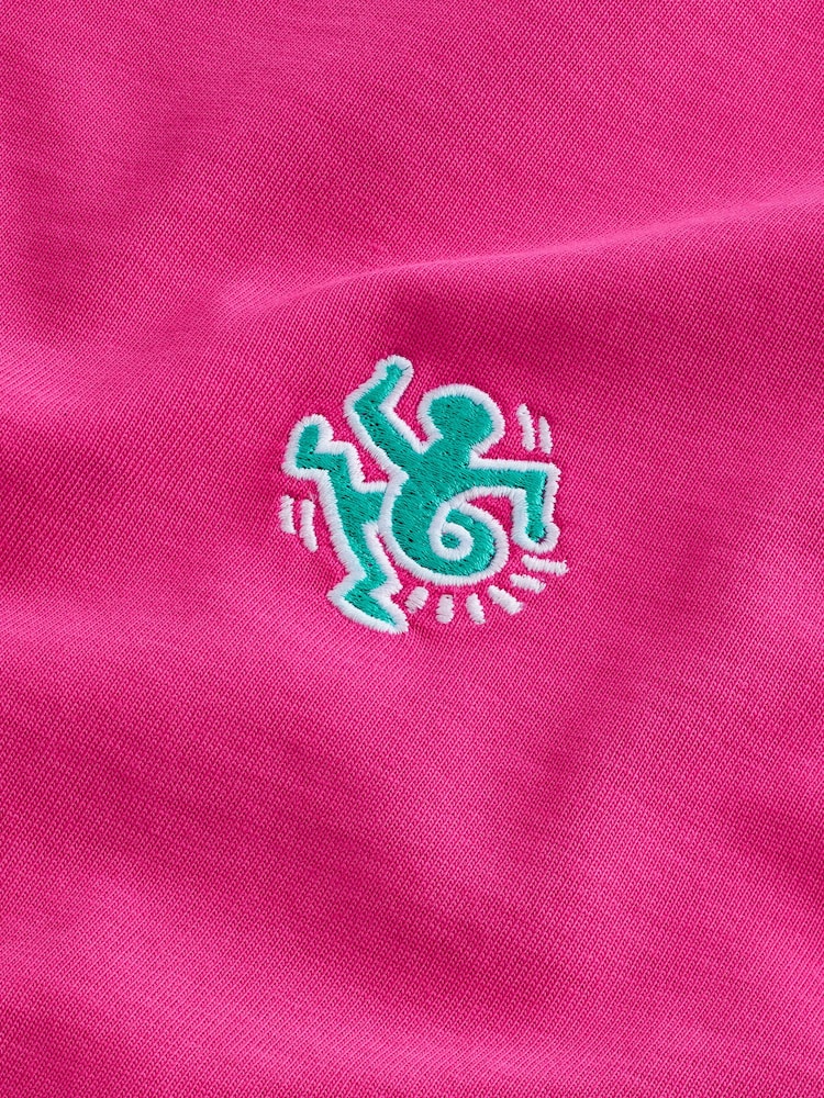 Pink Licence Keith Haring Plain Embroidered T-Shirt - Image 8 of 8