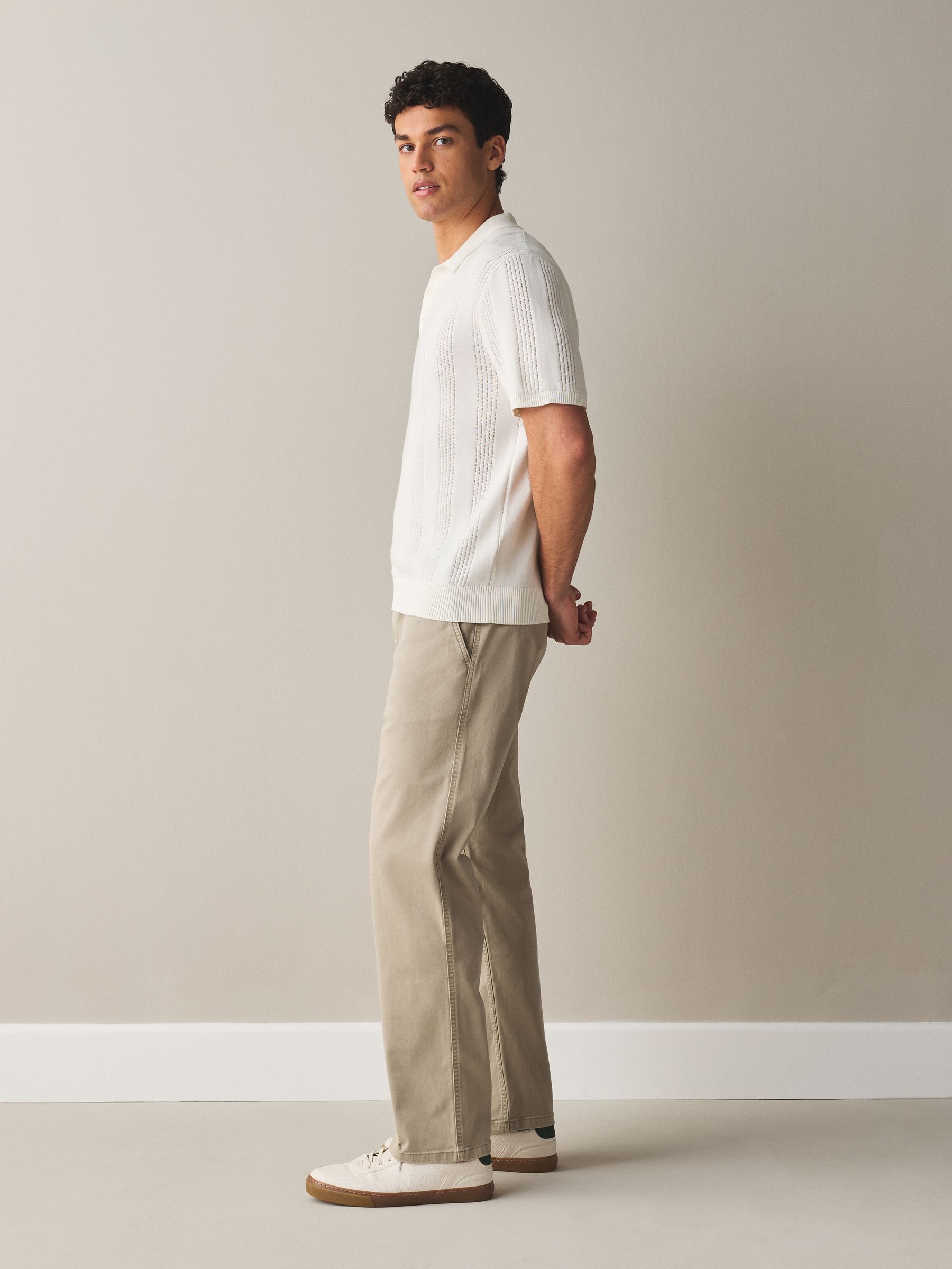 Buy Stone Straight Fit Authentic Washed Chino Trousers from Next USA
