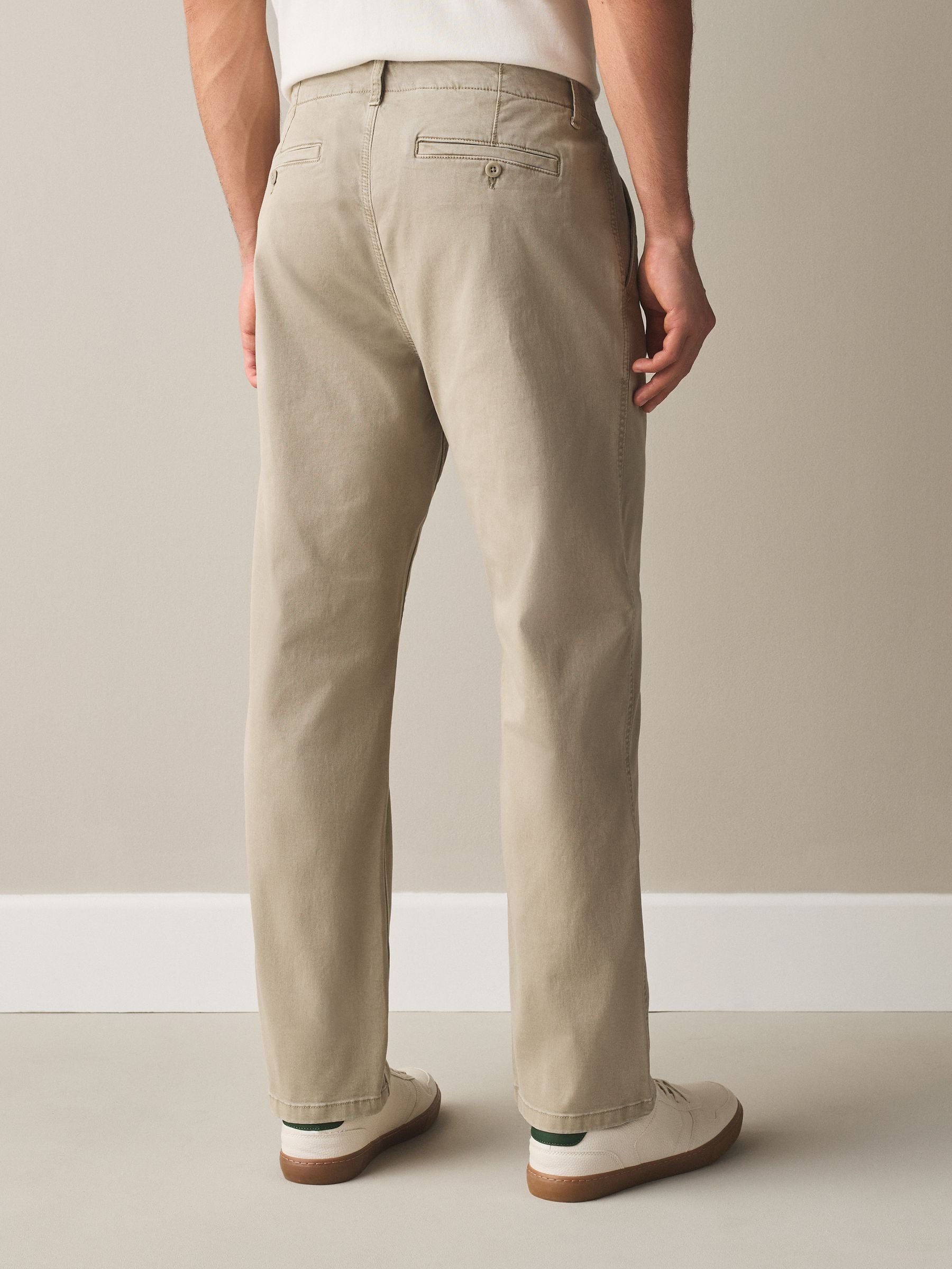 Buy Stone Straight Fit Authentic Washed Chino Trousers from Next USA