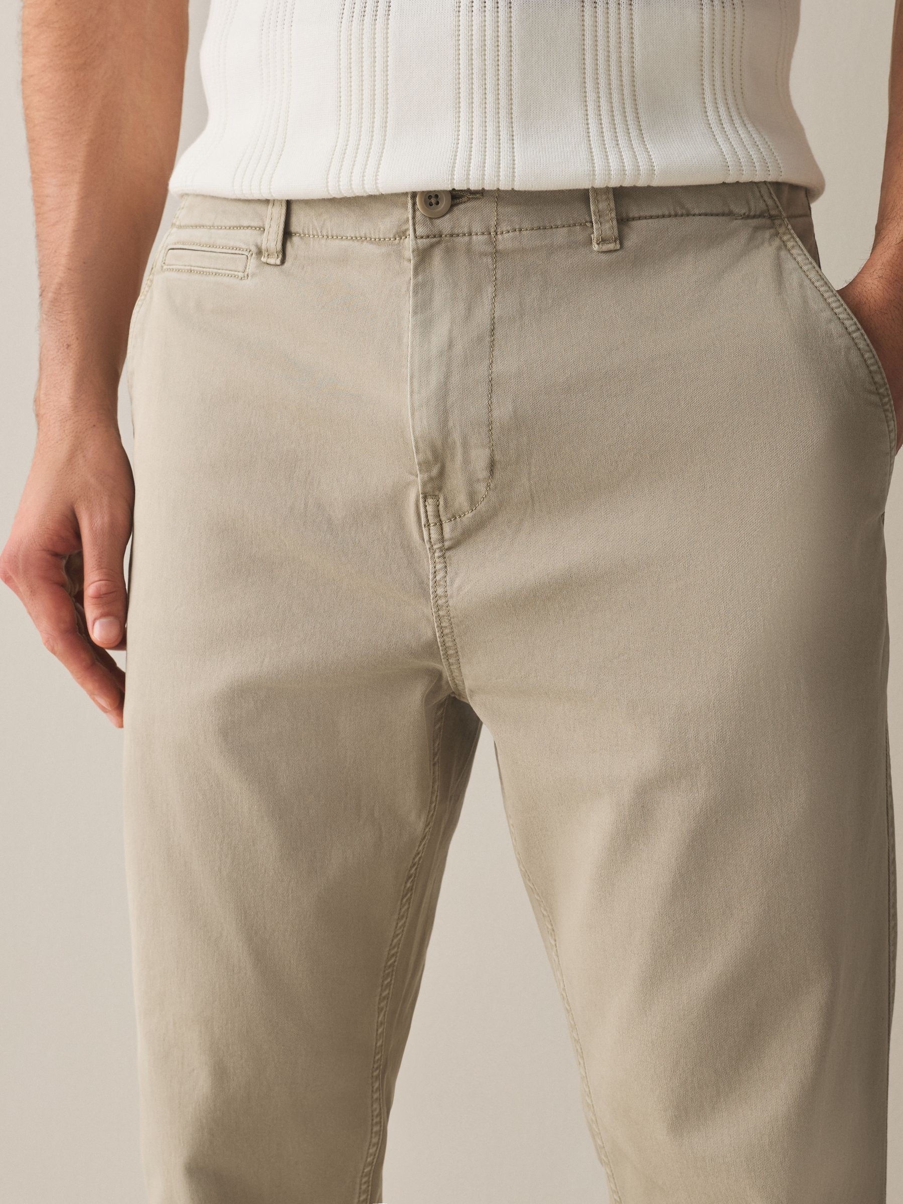 Buy Stone Straight Fit Authentic Washed Chino Trousers from Next USA