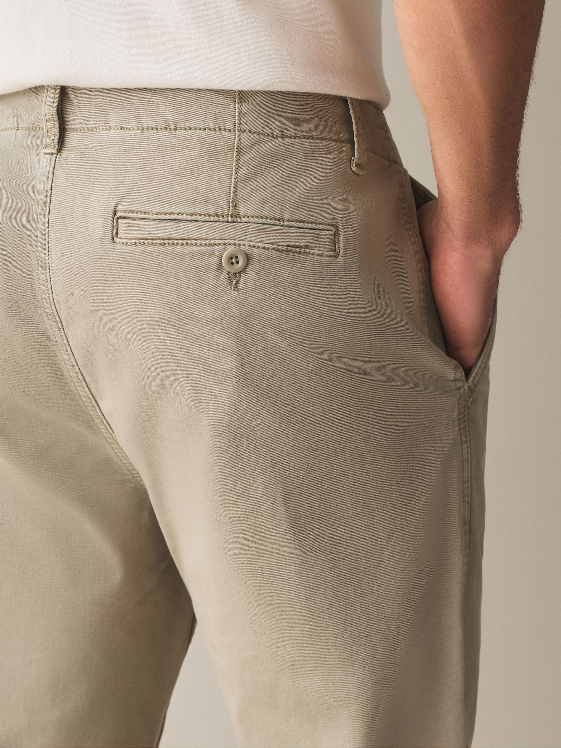 Buy Stone Straight Fit Authentic Washed Chino Trousers from Next