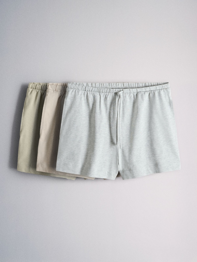The Set 3 Pack Jersey Shorts Khaki Green/ Stone/ Grey Marl - Image 2 of 11