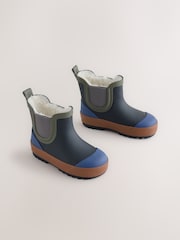 Navy/Khaki Warm Lined Ankle Wellies - Image 1 of 5