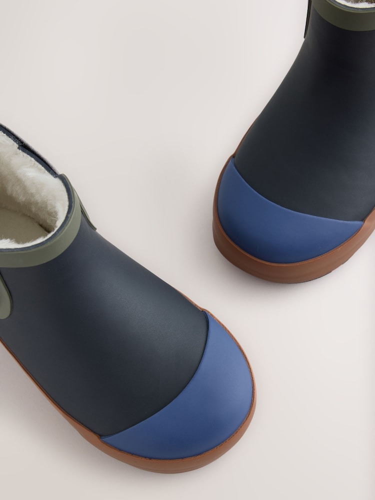 Navy/Khaki Warm Lined Ankle Wellies - Image 5 of 5 Navy/Khaki Warm Lined Ankle Wellies - Image 5 of 5