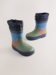 Navy Colourblock Cuff Welly Wellies - Image 1 of 5