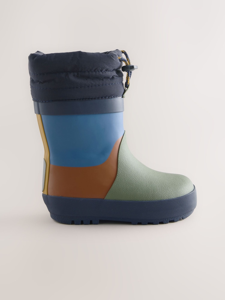 Navy Colourblock Cuff Welly Wellies - Image 2 of 5