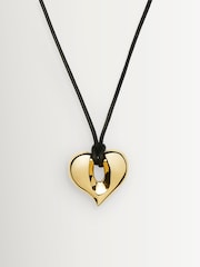 Missoma Gold Tone Molten Heart Pendant Cord Necklace - Image 2 of 6