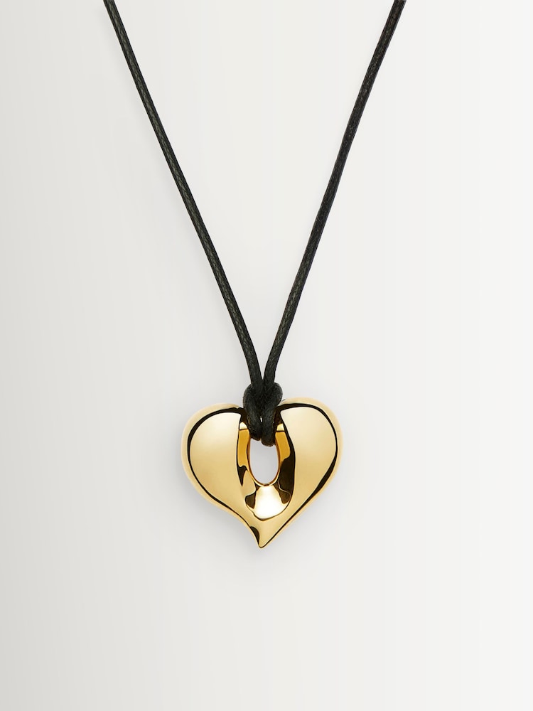 Missoma Gold Tone Molten Heart Pendant Cord Necklace - Image 2 of 6 Missoma Gold Tone Molten Heart Pendant Cord Necklace - Image 2 of 6