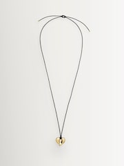 Missoma Gold Tone Molten Heart Pendant Cord Necklace - Image 3 of 6
