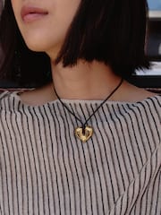 Missoma Gold Tone Molten Heart Pendant Cord Necklace - Image 5 of 6