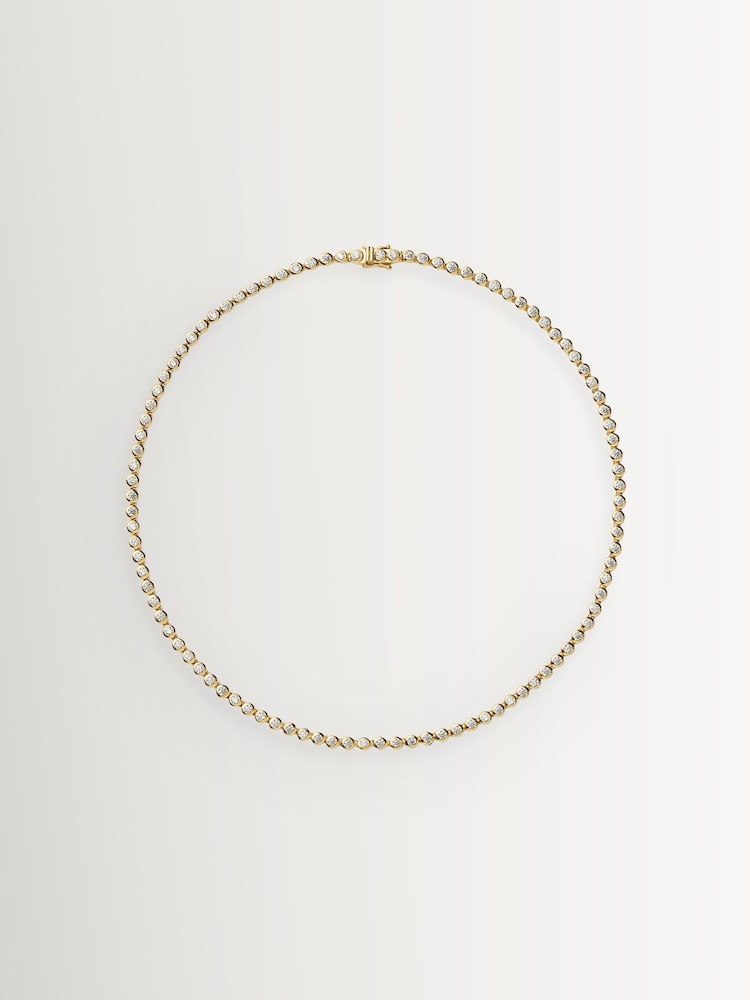 Missoma Gold Tone Tennis Round Necklace - Image 1 of 3 Missoma Gold Tone Tennis Round Necklace - Image 1 of 3