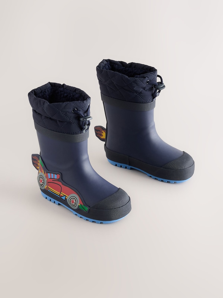Navy Car Cuff Welly Wellies - Image 1 of 5