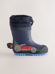 Navy Car Cuff Welly Wellies - Image 2 of 5