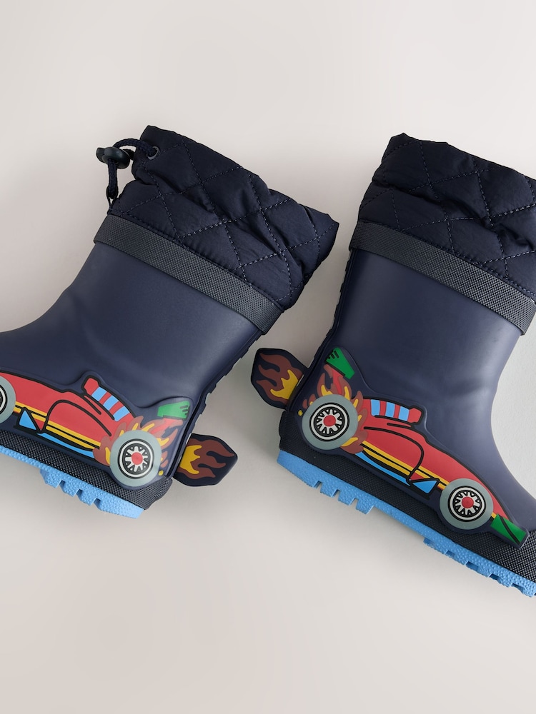 Navy Car Cuff Welly Wellies - Image 5 of 5