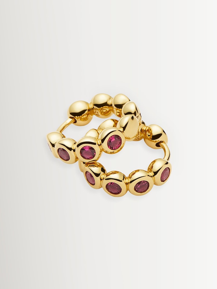 Missoma Gold Tennis Charm Mini Hoop Earrings - Image 1 of 3 Missoma Gold Tennis Charm Mini Hoop Earrings - Image 1 of 3