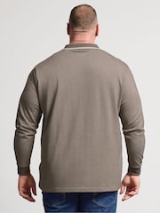 BadRhino Big & Tall Brown Waffle Long Sleeve Polo Shirt - Image 3 of 4