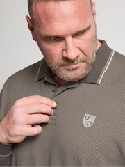 BadRhino Big & Tall Brown Waffle Long Sleeve Polo Shirt - Image 4 of 4