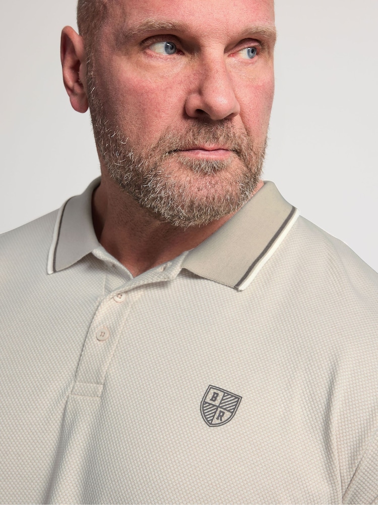 BadRhino Big & Tall White Waffle Long Sleeve Polo Shirt - Image 4 of 4