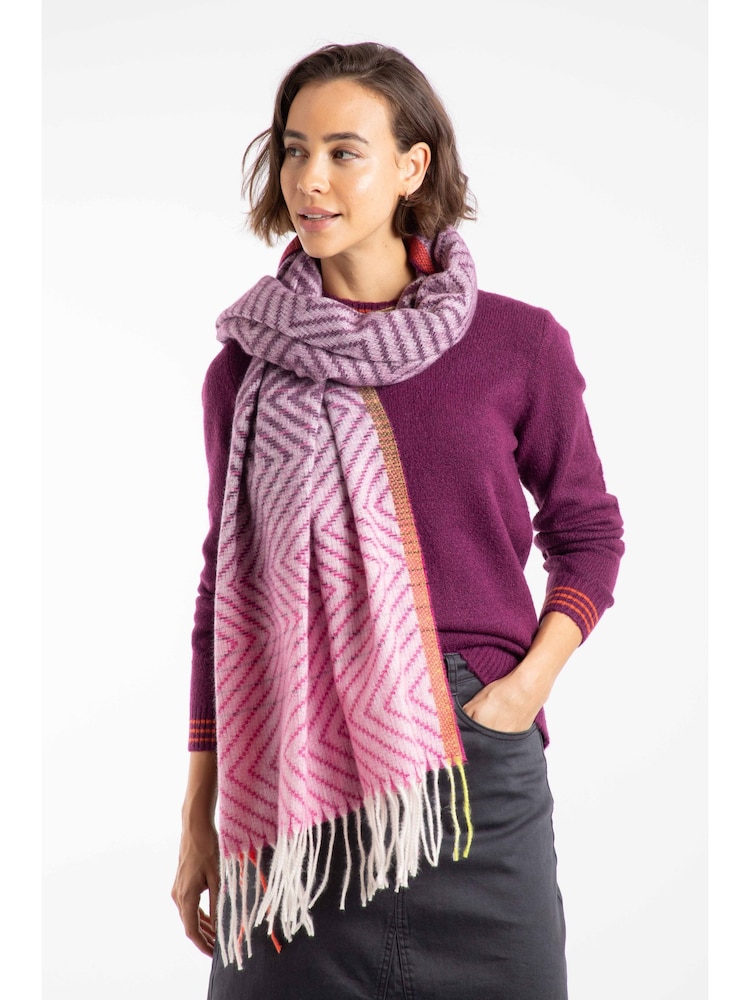 Weird Fish Purple Jadida Brushed Zig-Zag Scarf - Image 1 of 4 Weird Fish Purple Jadida Brushed Zig-Zag Scarf - Image 1 of 4