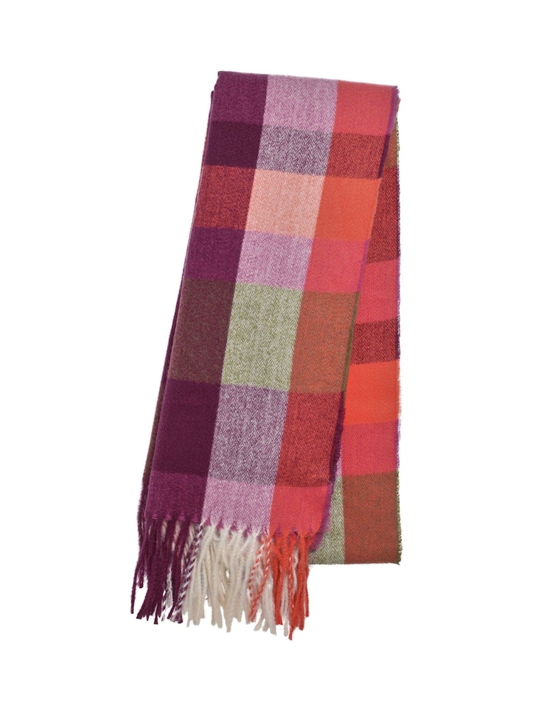 Weird Fish Purple Badida Brushed Check Scarf - Image 4 of 4 Weird Fish Purple Badida Brushed Check Scarf - Image 4 of 4