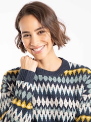 Weird Fish Blue Ella Fair Isle Crew Neck Jumper - Image 5 of 8