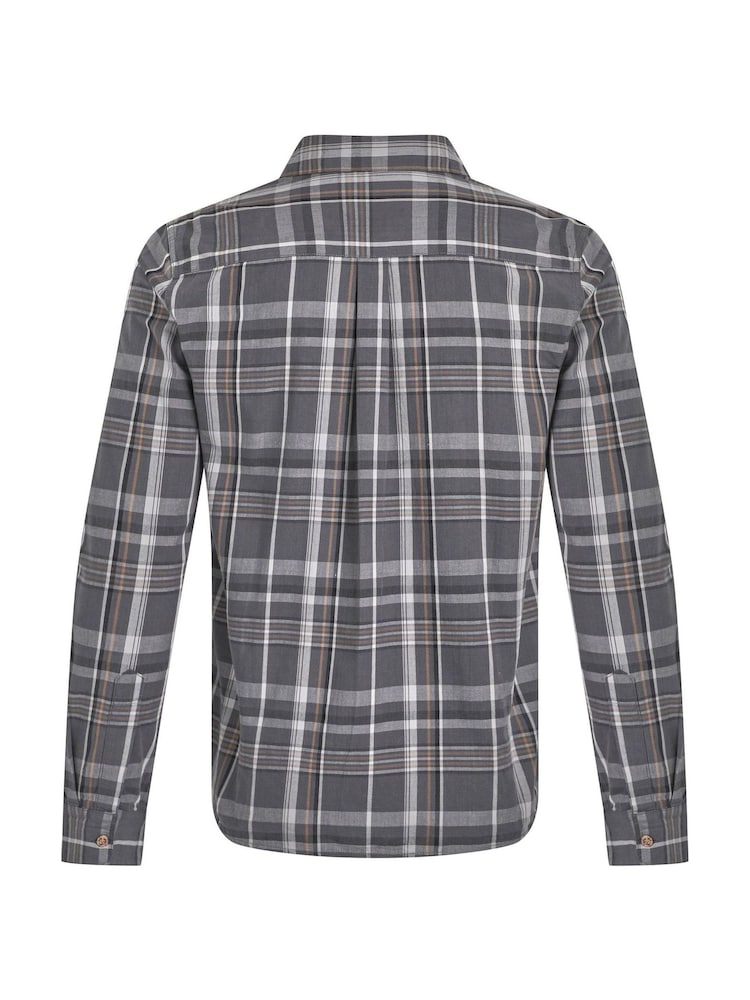 Weird Fish Grey Lando Long Sleeve Check Shirt - Image 6 of 6 Weird Fish Grey Lando Long Sleeve Check Shirt - Image 6 of 6