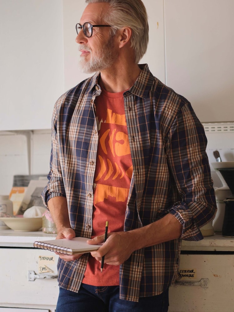 Weird Fish Blue Lando Long Sleeve Check Shirt - Image 1 of 7 Weird Fish Blue Lando Long Sleeve Check Shirt - Image 1 of 7