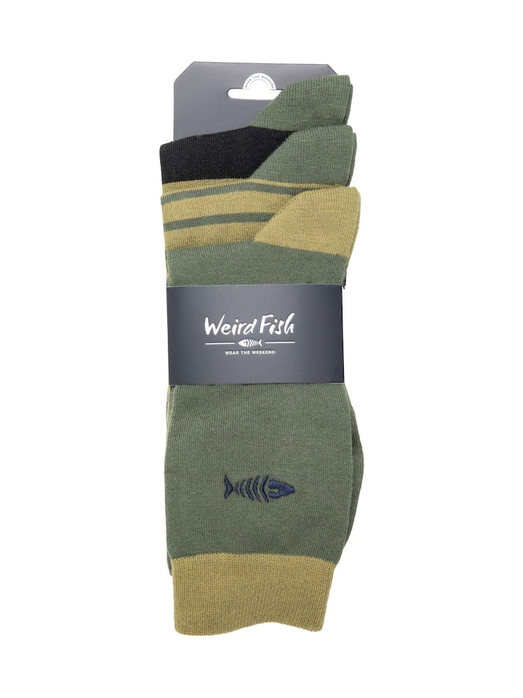 Weird Fish Green Wyatt Patterned Socks 3 Pack - Image 5 of 5 Weird Fish Green Wyatt Patterned Socks 3 Pack - Image 5 of 5