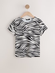 Zebra Soft Touch Slinky Nylon Crew Neck Short Sleeve Top - Image 5 of 7