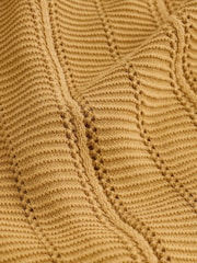 Ochre Yellow Regular Fit Textured Knit Short Sleeve Trophy Neck Polo Shirt - Image 7 of 8