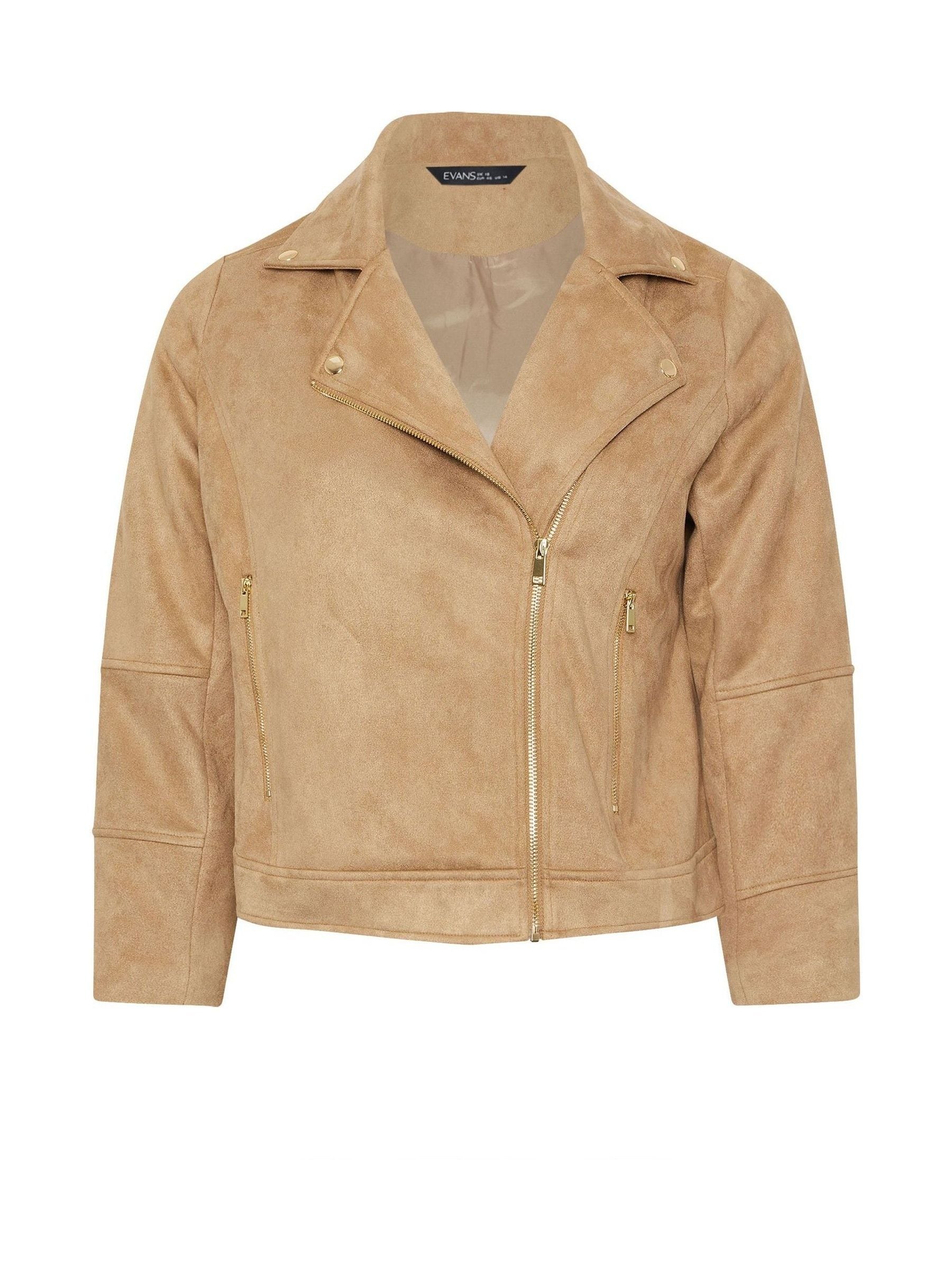 Buy Evans Natural Suedette Biker Jacket from Next Romania Buy Evans Natural Suedette Biker Jacket from Next Romania