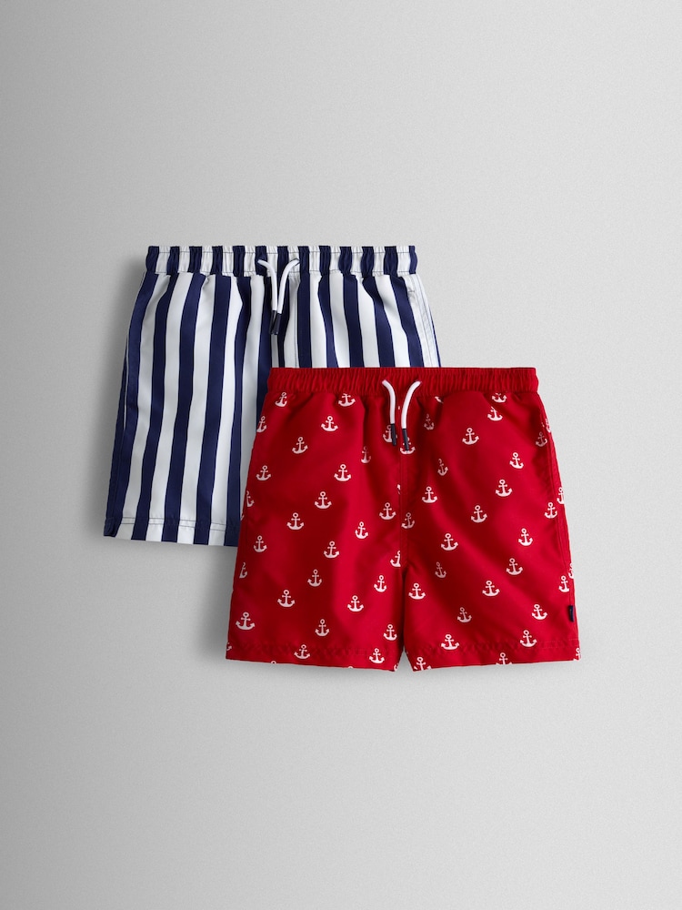 JoJo Maman Bébé Multi Blue & Red Nautical Stripe Swim Shorts 2 Pack - Image 1 of 7 JoJo Maman Bébé Multi Blue & Red Nautical Stripe Swim Shorts 2 Pack - Image 1 of 7