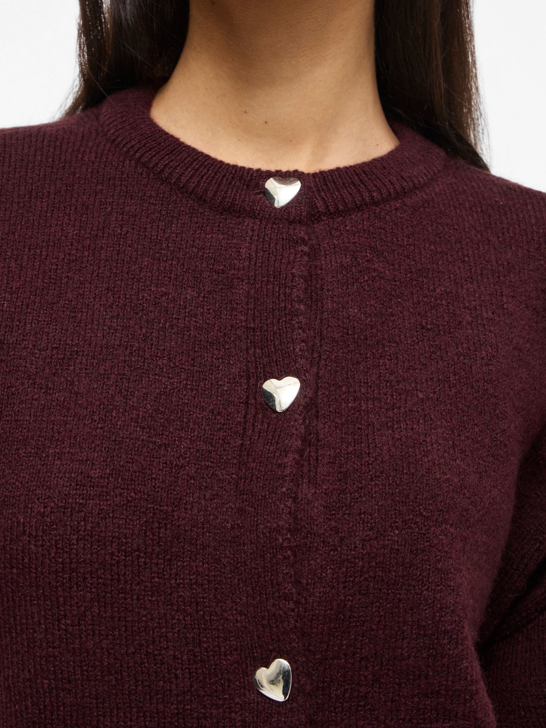 Buy VILA Purple Long Sleeve Heart Button Knit Cardigan from Next USA