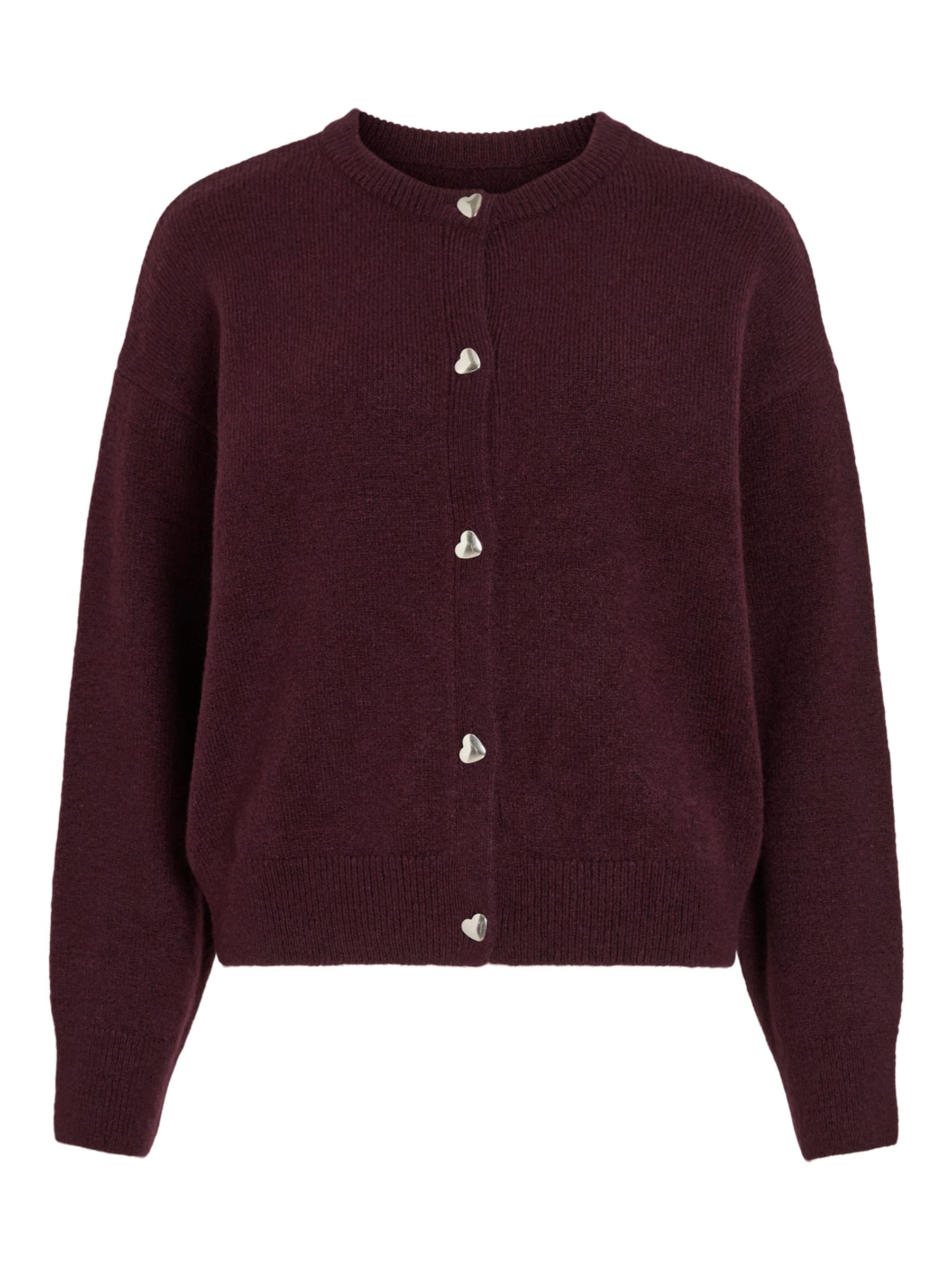 【トリートユアセルフ】Heart button knit cardigan Buy VILA Purple Long Sleeve Heart Button Knit Cardigan from Next USA