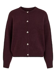 VILA Purple Long Sleeve Heart Button Knit Cardigan - Image 6 of 7