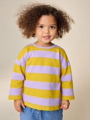 Lilac Purple Yellow Stripe Long Sleeve Textured T-Shirt (3mths-7yrs) - Image 1 of 3