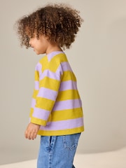 Lilac Purple Yellow Stripe Long Sleeve Textured T-Shirt (3mths-7yrs) - Image 2 of 3