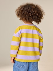 Lilac Purple Yellow Stripe Long Sleeve Textured T-Shirt (3mths-7yrs) - Image 3 of 3