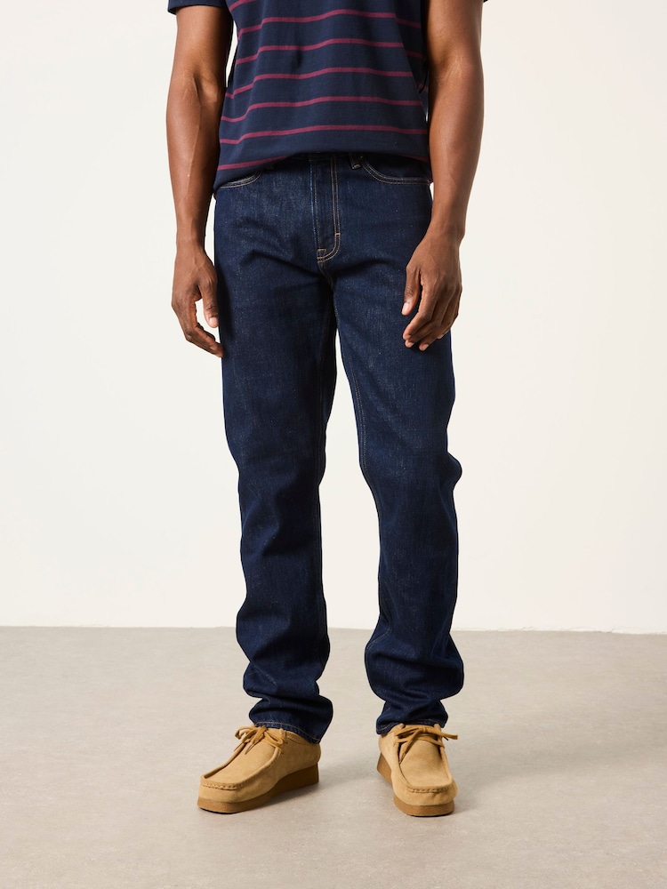 FatFace Dark Navy Straight Fit Straight Fit Selvedge Jeans - Image 1 of 6 FatFace Dark Navy Straight Fit Straight Fit Selvedge Jeans - Image 1 of 6