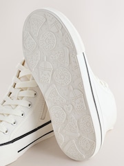 White Canvas Wide Fit (G) Lace Up High Top Trainers - Image 4 of 6