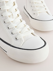 White Canvas Wide Fit (G) Lace Up High Top Trainers - Image 5 of 6