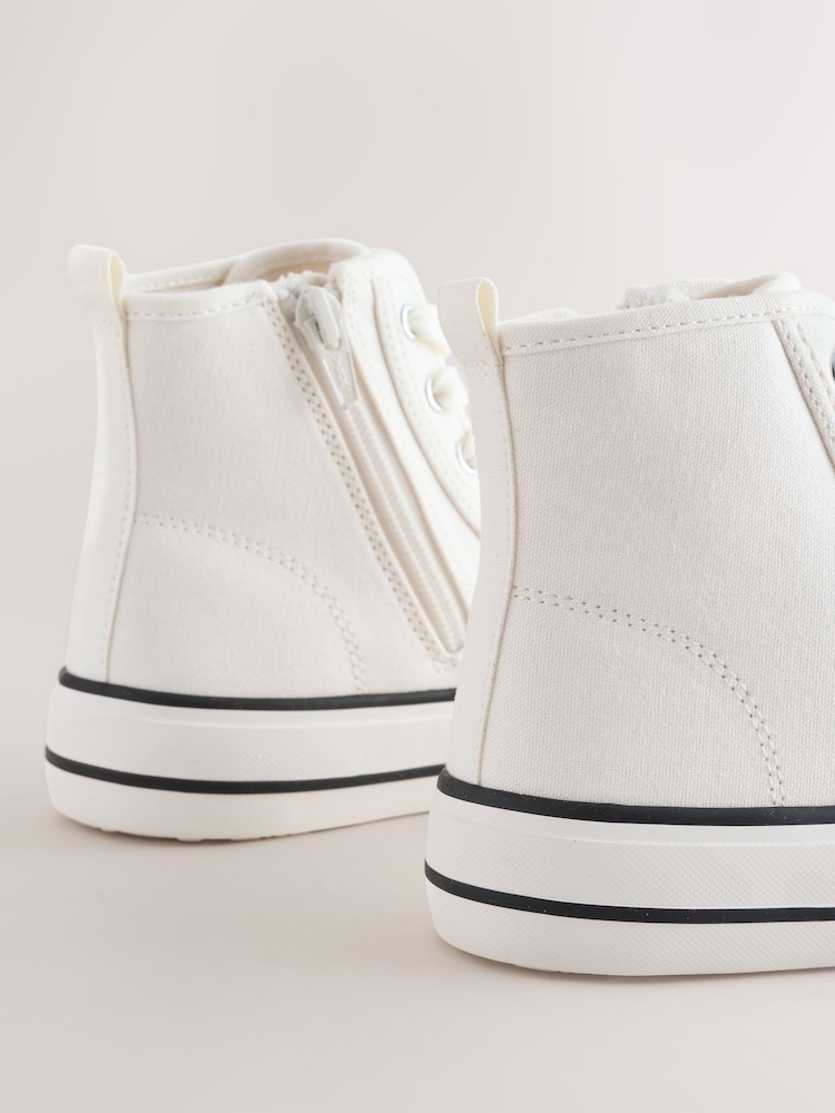 White Canvas Wide Fit (G) Lace Up High Top Trainers - Image 6 of 6 White Canvas Wide Fit (G) Lace Up High Top Trainers - Image 6 of 6