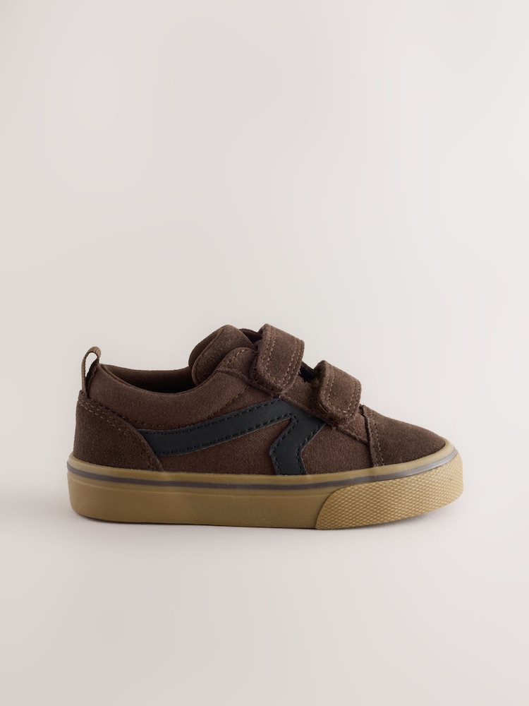 Chocolate Brown Wide Fit (G) Touch Fastening Trainers - Image 2 of 5